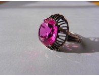 Hõbe,875 sõrmus roosa kiviga nr.35